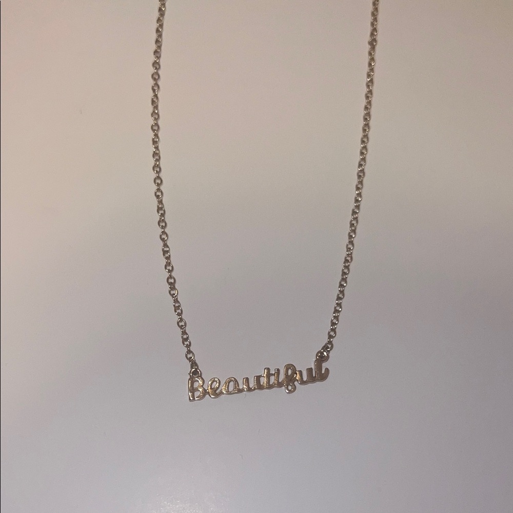 Elegant Gold 'Beautiful' Necklace